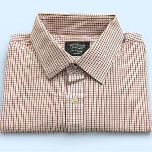 Nordstrom Men's Burgundy Checkered Button Down Shirt